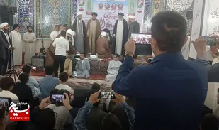مراسم عمامه گذاری جمعی از طلاب در حمیدیه