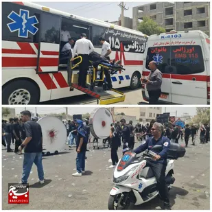امدادرسانی اورژانس ۱۱۵ دانشگاه علوم پزشکی زاهدان به ۲۰ نفر از عزاداران در روز تاسوعا