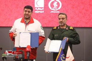آیین انعقاد تفاهم&zwnj;نامه همکاری جمعیت هلال احمر و سازمان بسیج سازندگی