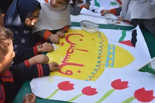 ایستگاه نقاشی کودکان بهابادی در حمایت از مردم غزه