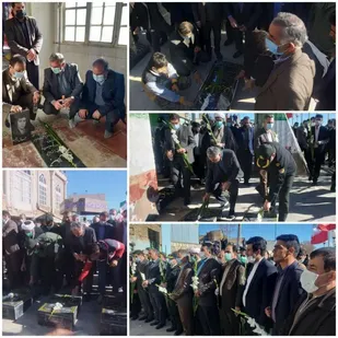 غبارروبی قبور شهدای سمیرم توسط رزمندگان گردان 113 امام حسین(علیه السلام