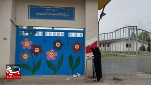 رنگ همدلی گروه جهادی محمودآباد در مدرسه روستای گلیرد