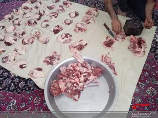 کمک مومنانه ؛ توزیع 46 بسته گوشت قرمز در ویلاشهر بجنورد