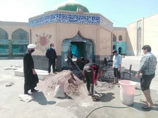 بازسازی گلزار شهدا توسط بسیجیان پایگاه شهدای تیپ ناحیه روح الله