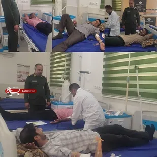 اهدای خون توسط کارکنان ناحیه مقاومت بسیج سپاه شهرستان بندرسیریک