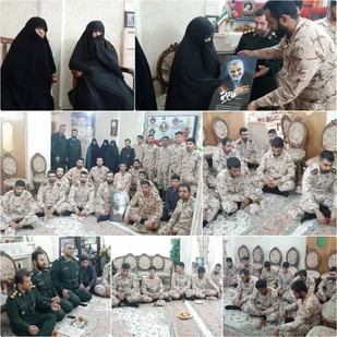 دیدار سربازان سپاه شهرستان پیشوا با ام الشهدا حاجیه خانم جنیدی به مناسبت دهه کرامت