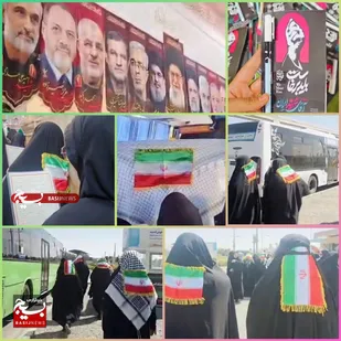 تجلی وفاداری حضور پرشور خواهران بسیجی هندیجان در مراسم بدرقه رهبر شهید