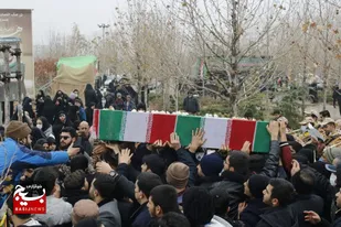 برگزاری آئین تشییع و خاکسپاری شهید گمنام دفاع مقدس در بوستان مهر کیانمهر