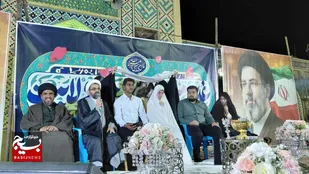 برگزاری جشن ازدواج زوج&zwnj;های جوان در نودوسومین شب میدان داری مردم انار +تصاویر