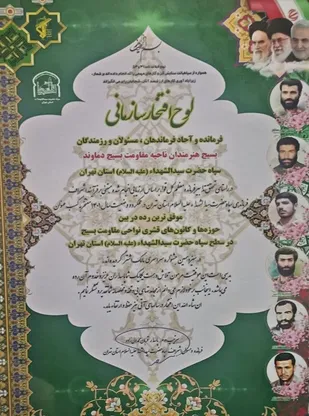 تقدیر از حوزه بسیج هنرمندان دماوند به عنوان موفق&zwnj;ترین رده در استان تهران