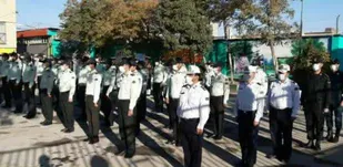 صبحگاه مشترک نیروهای نظامی و انتظامی در فامنین