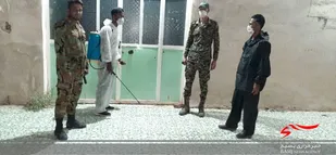 همزمان با موج جدیدکرونا گند زدایی از معابر عمومی شهرستان فاریاب توسط بسیجیان