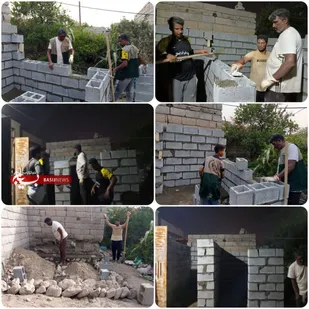 دیوارچینی برای تأسیس امکانات بهداشتی خانواده نیازمند در دهبارز شهرستان رودان