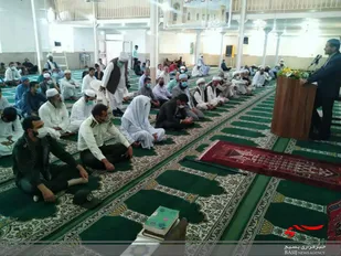 حسین اسدی:معاون سیاسی، امنیتی و اجتماعی فرمانداری شهرستان خواف در بین نمازگزاران اهل سنت خلیل آباد
