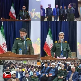 مراسم تکریم و معارفه فرمانده ناحیه مقاومت بسیج سپاه شهرستان حاجی آباد انجام شد