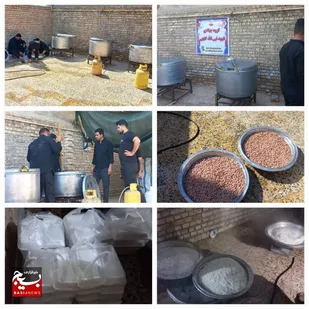 پخت غذای نذری توسط گروه جهادی در حمیدیه