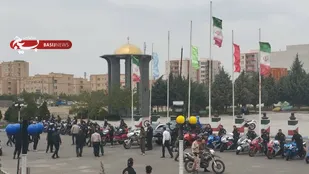 تجدید میثاق هیات موتورسواران سنگین بسیج سپاه عاشورا با شهدای گمنام سهند