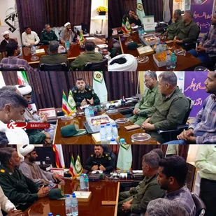 دیدار فرمانده حوزه مقاومت بسیج شهری صاحب الزامان قشم با رئیس کلانتری 11 جانبازان به مناسبت هفته نیروی انتظامی