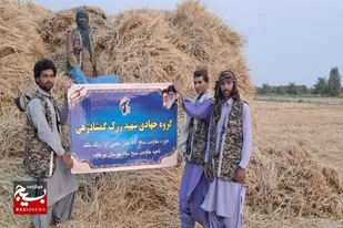 اعزام گروه جهادی جهت جمع&zwnj;آوری محصول گندم در بخش ریگ ملک