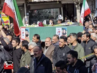 مراسم تشییع شهدای مظلوم هجیب در مسجد جامع بوئین&zwnj;زهرا