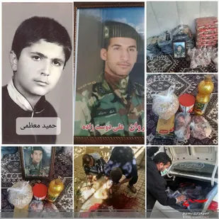 60 بسته مواد غذایی به یاد شهیدان حمید معظمی و علی دوست زاده در حاشیه شهر بجنورد توزیع شد
