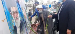 گلباران تمثال  مبارک حضرت امام خميني(ره) و کاروان خودرویی انقلاب در گلپايگان