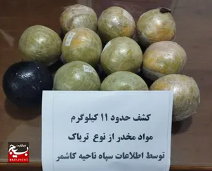 کشف ۱۱ کیلو تریاک توسط بسیجیان سپاه کاشمر 