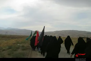 پیاده&zwnj;روی بسیجیان روستای شریف&zwnj;آباد در اربعین حسینی