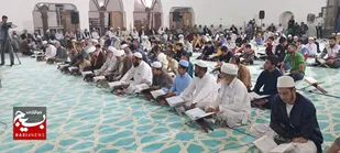 طنین نوای ملکوتی قرآن کریم گرامیداشت هفته وحدت در تربت&zwnj;جام+فیلم و تصاویر