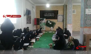 محفل انس باقرآن کریم ومسابقه قرآن وعترت بسیجیان در مسجد امام علی(ع)شهر راین