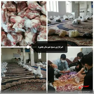 توزیع 400 بسته گوشت قرمز ، 40 بسته مواد غذایی و 100 عدد ماسک در دهه آخر ماه صفر در روستای ارکان