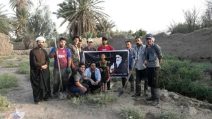 اردوی جهادی یکروزه لای روبی جوی آب و باغات دشت روستای معلمان+ تصاویر