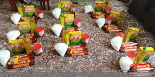 توزیع 10 بسته مواد غذایی توسط پایگاه مقاومت بسیج حنانه شهر بجنورد