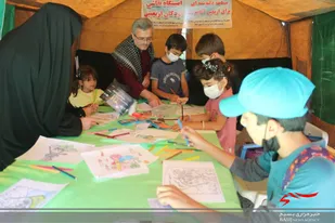برپایی موکب نقاشی در پیاده روی دلدادگان حسینی شاهرود