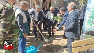 غرس نهال یادبود شهدای سلامت در زاهدان با حضور خادمیاران رضوی