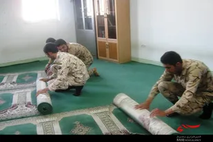 غبارروبی نمازخانه سپاه ناحیه فامنین در آستانه ماه رمضان