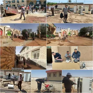 خدمت رسانی گروه های جهادی تخصصی بسیج در روستای سیل زده آهنگران