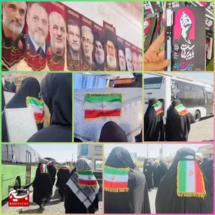 تجلی وفاداری حضور پرشور خواهران بسیجی هندیجان در مراسم بدرقه رهبر شهید