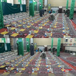 تهیه و توزیع ۱۷۲ سبد غذایی توسط پایگاههای مقاومت بسیج حضرت ولیعصر (عج) وحضرت خدیجه(س) نطنز
