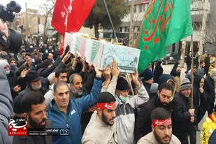 آیین تشییع ۲ شهید گمنام فاطمی در شهرستان ملایر