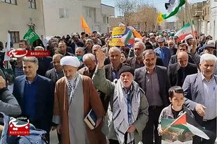 راهپیمایی مردم شهر صالح آباد در حمایت از مردم مظلوم فلسطین