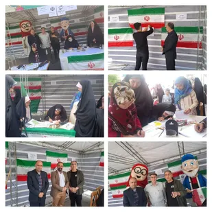 برپایی غرفه&zwnj;های فرهنگی و هنری به مناسبت یوم الله ۱۲ فروردین مقابل نماز جمعه شهرستان ورامین