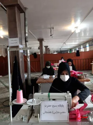 دوخت ماسک با همت جهادگران بسیجی  هفشجان