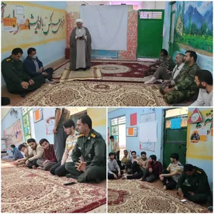 دیدار و سرکشی عیدانه سرهنگ پاسدار ناصر بهروز فرمانده ناحیه مقاومت بسیج سپاه شهرستان جیرفت به همراه امام جمعه شهرستان از گروه جهادی و خانواده شهدا