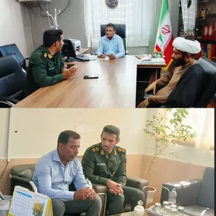 دیدار فرمانده حوزه مقاومت بسیج امام حسین علیه&zwnj;السلام با بخشدار و شهردار گوهران
