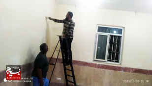 رنگ آمیزی نماز خانه حوزه مقاومت بسیج شهدای وحدت