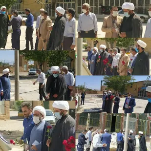 غبار روبی وعطر افشانی قبور شهدای یزدان آباد زرند برگزار گردید