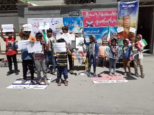 برپایی تجمع نونهالان و نوجوانان بسیجی حمایت از مردم مظلوم فلسطین در سمنان+ تصاویر