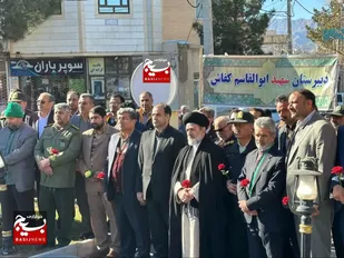 آیین گلباران تمثال امام خمینی ره در شهرستان بجستان