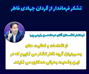 قدردانی فرماندار تنگستان از اقدامات گروههای جهادی بسیجی